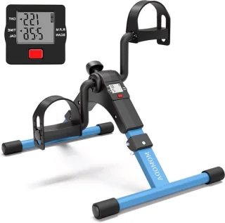 Fiets pedaal trainer - bureau hometrainer - opvouwbaar compact - zwart blauw