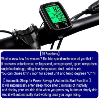 Fietscomputer met lcd-achtergrondverlichting