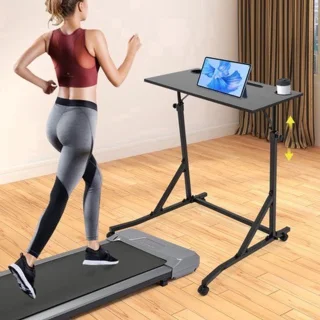 Fietstrainer bureau - Log Color - 61 x 74 x 90-118 cm - staal en ecologisch bord
