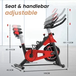 Fitness fiets hometrainer indoor cycle - rood-zwart