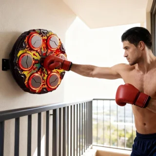 Fitness trainingsapparaat muur bokszak 33x33cm multicolor