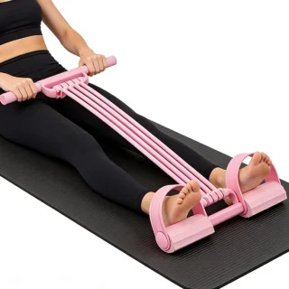 Fitness weerstandsband pedal trainer 51 cm roze
