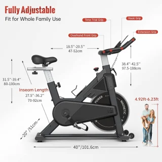 Fitnessfiets Hometrainer Indoor Cycle Zwart PMID 150 kg