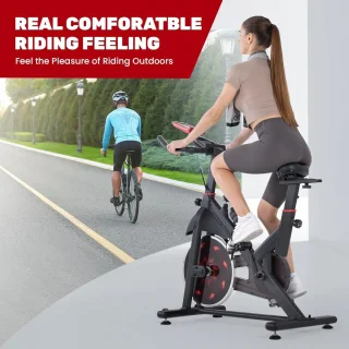 Fitnessfiets Hometrainer Indoorfiets Zwart-Rood