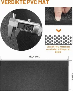 Fitnessmat loopbandmat – 200 × 90 cm – zwart – 6 mm – voor hometrainer en crosstrainer