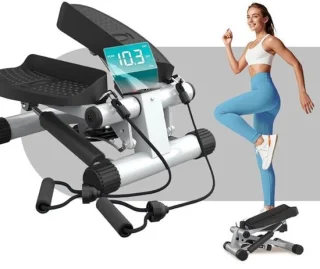 Fitnessstepper - hometrainer - mini-crosstrainer - zilvergrijs