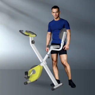 HOMCOM Fitnessbike 43B x 97T x 109H cm Gelb Weiß Stahl ABS Kunststoff