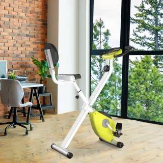 HOMCOM Fitnessbike 43B x 97T x 109H cm Gelb Weiß Stahl ABS Kunststoff