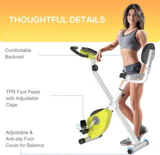 HOMCOM Fitnessbike 43B x 97T x 109H cm Gelb Weiß Stahl ABS Kunststoff