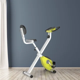 HOMCOM Fitnessbike 43B x 97T x 109H cm Gelb Weiß Stahl ABS Kunststoff