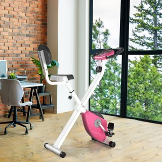 HOMCOM Fitnessbike 43B x 97T x 109H cm Rosa Weiß Stahl ABS Kunststoff