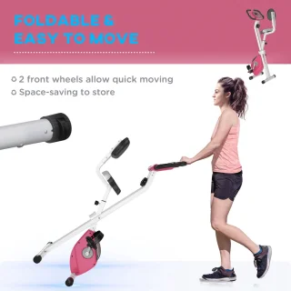 HOMCOM Fitnessbike 43B x 97T x 109H cm Rosa Weiß Stahl ABS Kunststoff