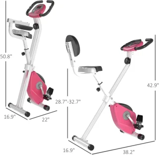 HOMCOM Fitnessbike 43B x 97T x 109H cm Rosa Weiß Stahl ABS Kunststoff