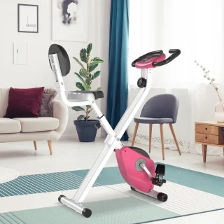 HOMCOM Fitnessbike 43B x 97T x 109H cm Rosa Weiß Stahl ABS Kunststoff