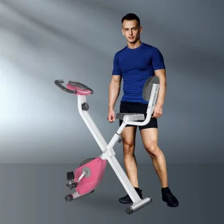 HOMCOM Fitnessbike 43B x 97T x 109H cm Rosa Weiß Stahl ABS Kunststoff