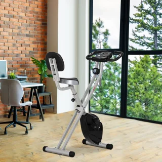 HOMCOM Fitnessbike aus Stahl, Schwarz/Grau