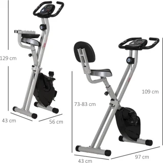 HOMCOM Fitnessbike aus Stahl, Schwarz/Grau