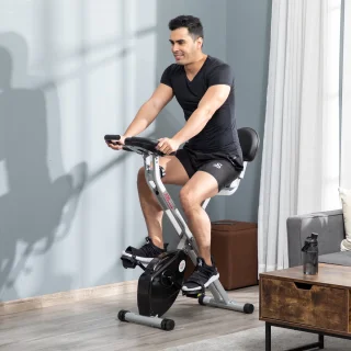 HOMCOM Fitnessbike aus Stahl, Schwarz/Grau