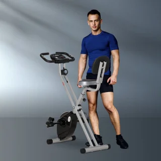 HOMCOM Fitnessbike aus Stahl, Schwarz/Grau