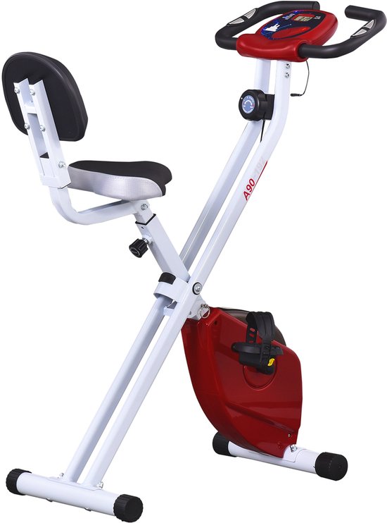 HOMCOM Fitnessbike Stahl Rot Weiß