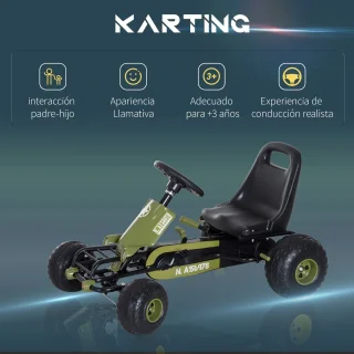 HOMCOM Go Kart para Niños con Asiento Ajustable y Freno de Mano