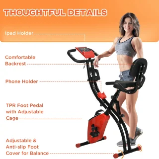 HOMCOM Heimtrainer ABS 105cm Rot Schwarz