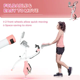 HOMCOM Heimtrainer ABS Stahl Rosa Weiß