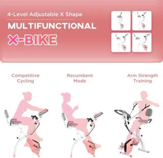 HOMCOM Heimtrainer ABS Stahl Rosa Weiß