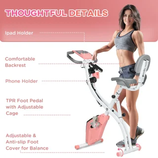 HOMCOM Heimtrainer ABS Stahl Rosa Weiß