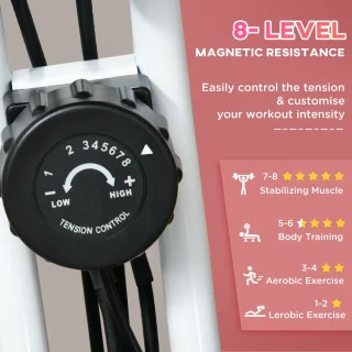 HOMCOM Heimtrainer ABS Stahl Rosa Weiß