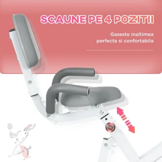 HOMCOM Heimtrainer ABS Stahl Rosa Weiß