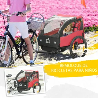 Homcom Kinderfietsaanhangwagen 2-zitplaatsen