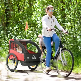 Homcom Kinderfietsaanhangwagen 2-zitplaatsen