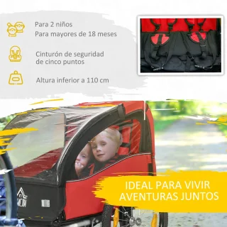 Homcom Kinderfietsaanhangwagen 2-zitplaatsen