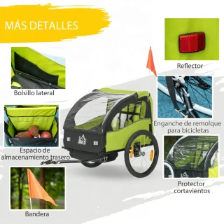 Homcom Kinderfietsaanhangwagen 2-zitplaatsen