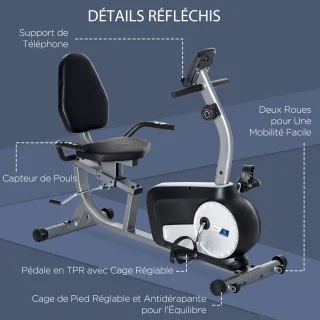 HOMCOM Magnetische Hometrainer Grijs