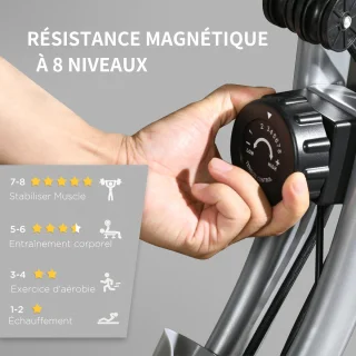 HOMCOM Magnetische Hometrainer Staal Zwart Zilvergrijs