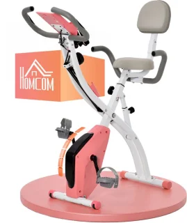 HOMCOM magnetische hometrainer - wit, roze