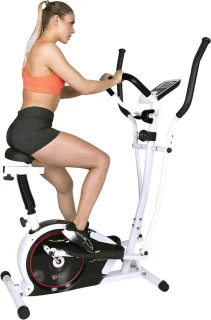 Hometrainer en crosstrainer 2-in-1 – zwart-wit