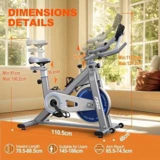 Hometrainer ergometer fitnessfiets indoor bike grijs