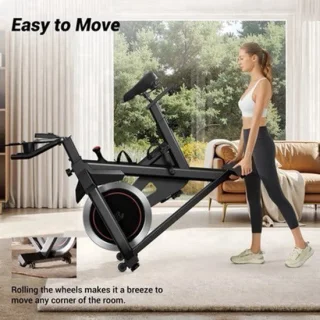 Hometrainer fitnessfiets indoor bike met stille riemaandrijving en verstelbaar zadel