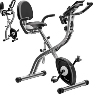 Hometrainer fitnessfiets inklapbaar zilver zwart