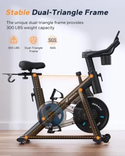 Hometrainer fitnessfiets met magnetisch weerstandssysteem, zwart