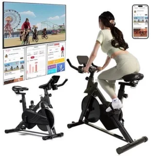 Hometrainer fitnessfiets met magnetische weerstand, zwart