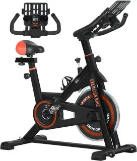 Hometrainer fitnessfiets met vliegwiel - rood 8 kg