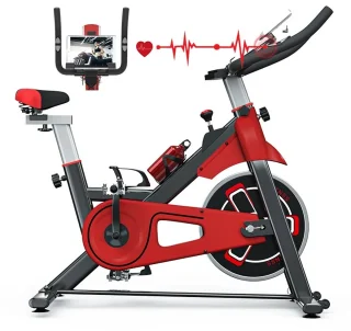 Hometrainer Fitnessfiets Rood/Zwart met LCD-display