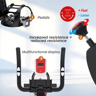 Hometrainer Fitnessfiets Rood/Zwart met LCD-display