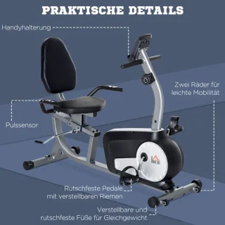 Hometrainer Fitnessfiets - Staal, Grijs/Zwart/Zilver