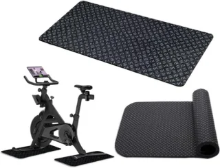 Hometrainer mat - fitnessmat loopband - trillingsdempend - 63,5 x 30 x 0,5 cm - zwart