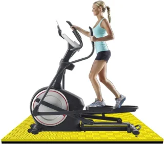 Hometrainer Mat - Trainingsmat 25 x 25 x 2,5 cm Zwart/Geel